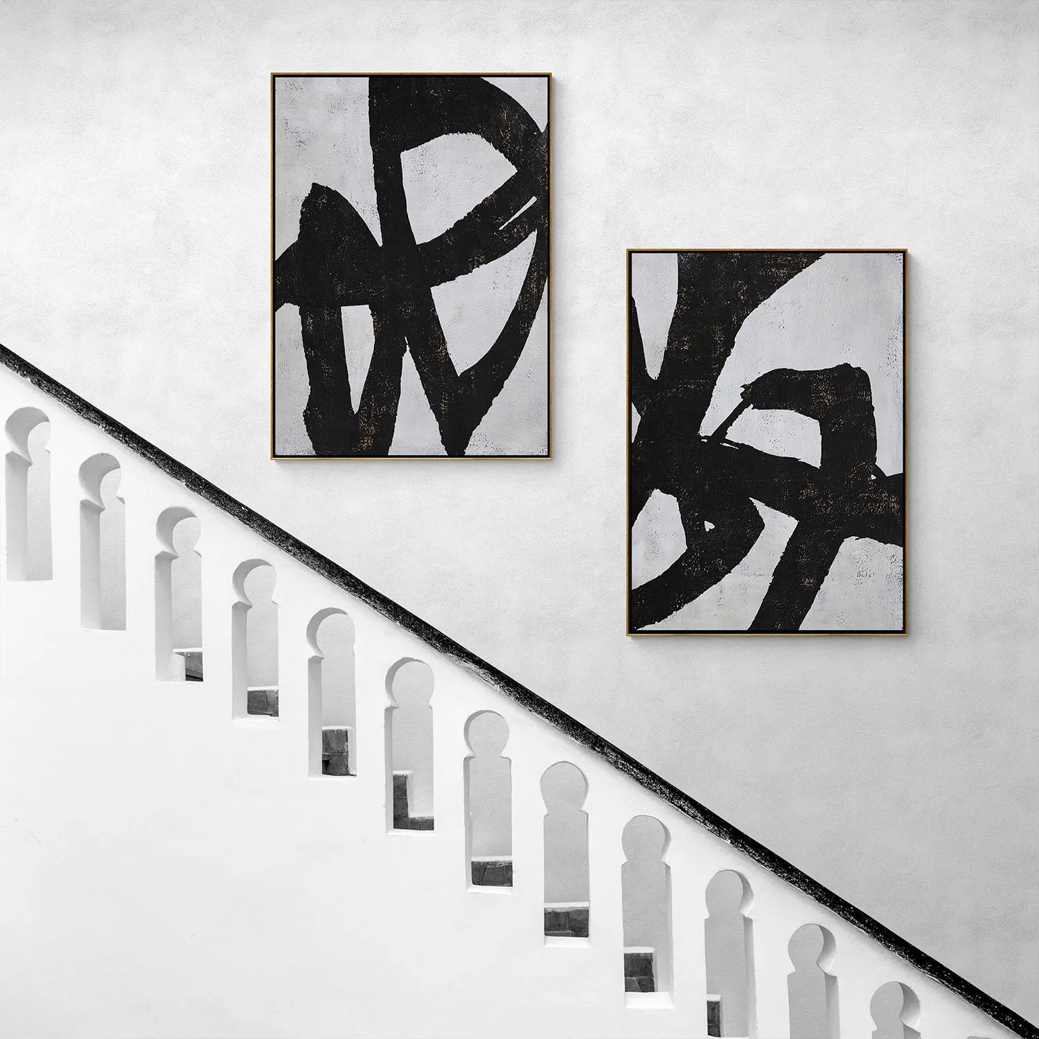 Set of 2 Minimalist Abstract Painting P43