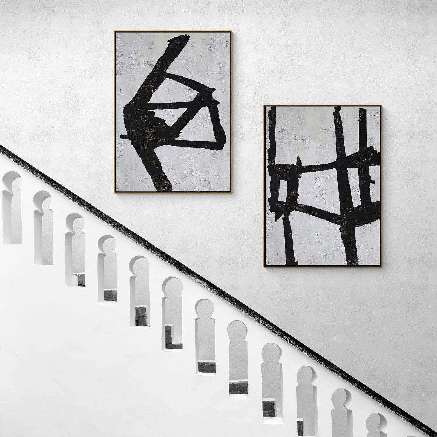 Set of 2 Minimalist Abstract Painting P76