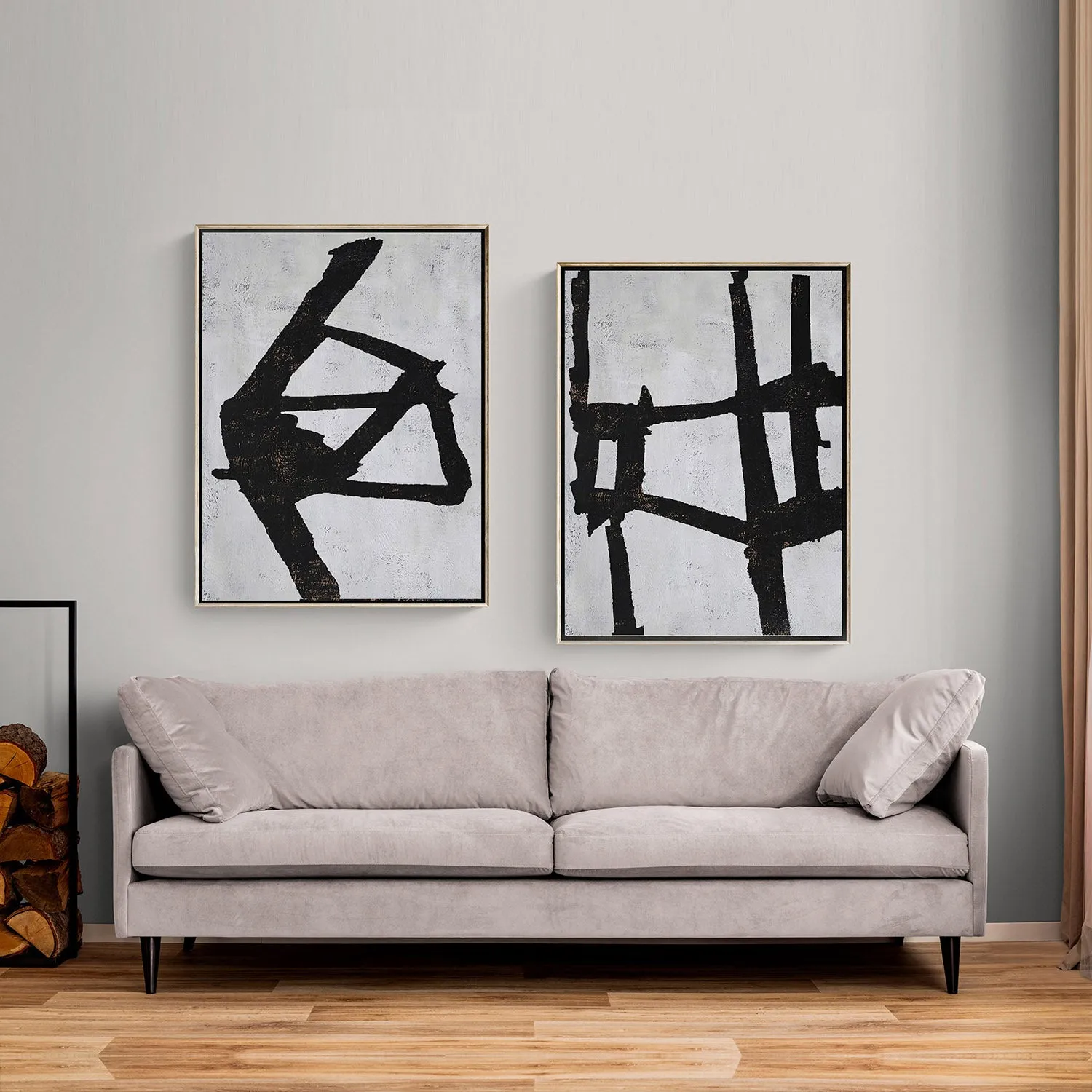 Set of 2 Minimalist Abstract Painting P76