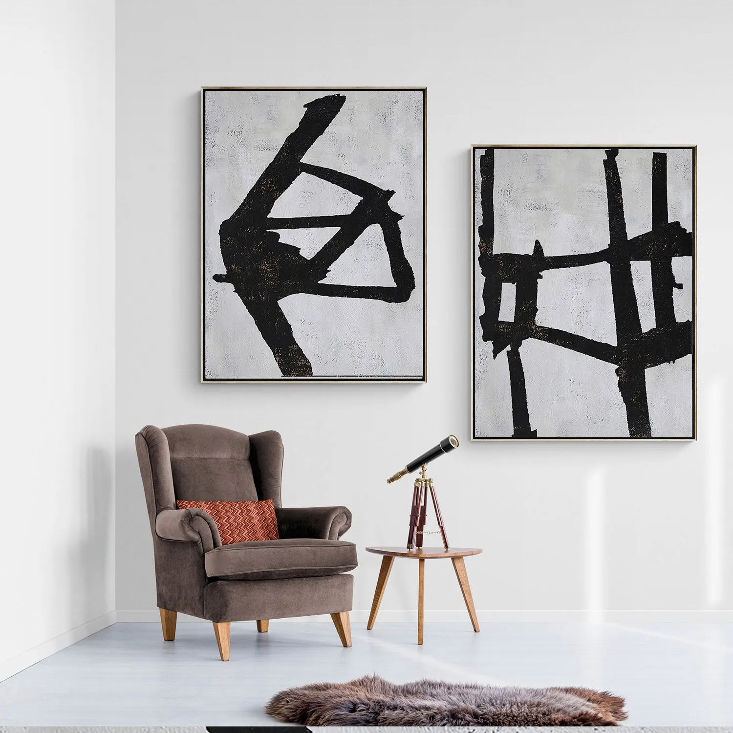 Set of 2 Minimalist Abstract Painting P76