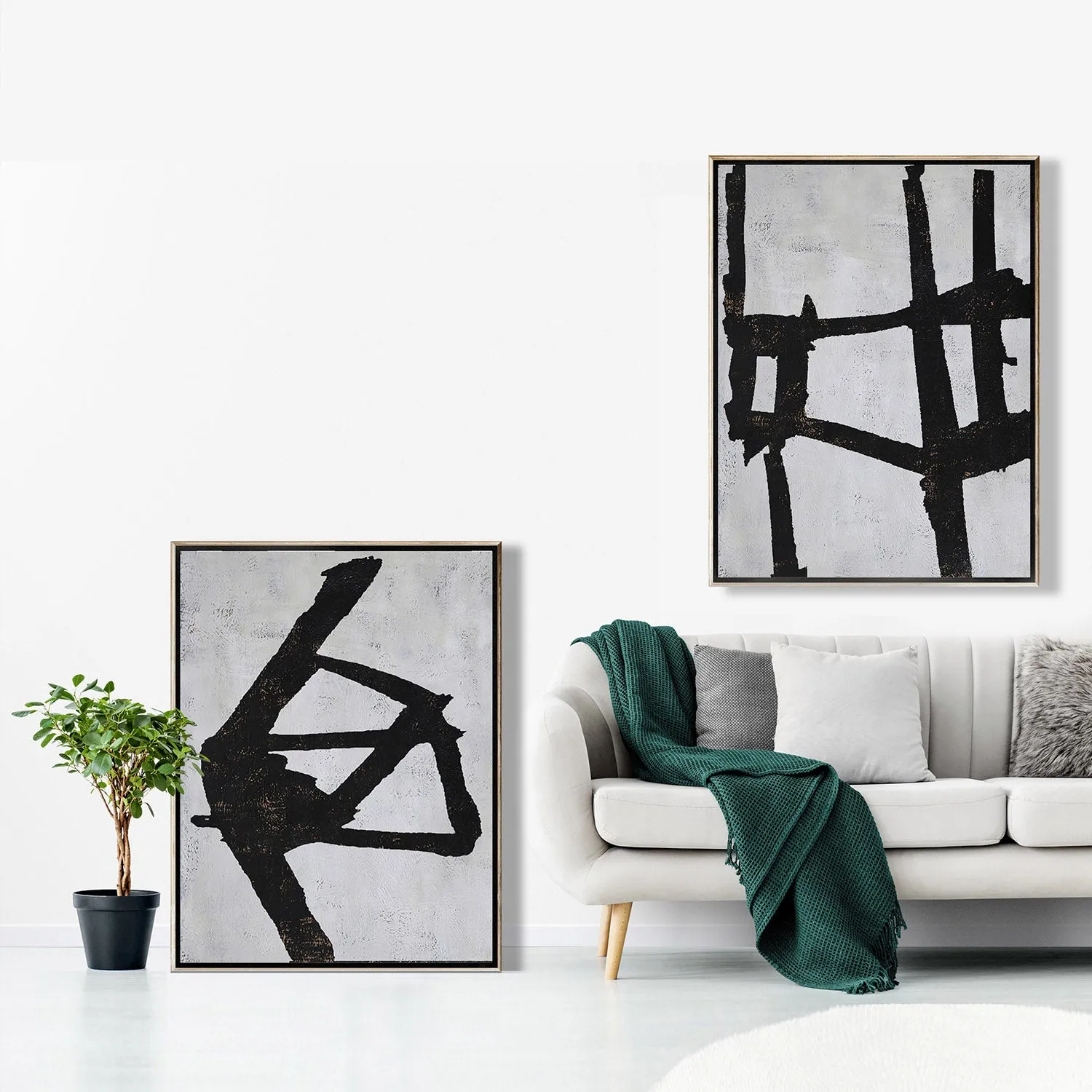 Set of 2 Minimalist Abstract Painting P76