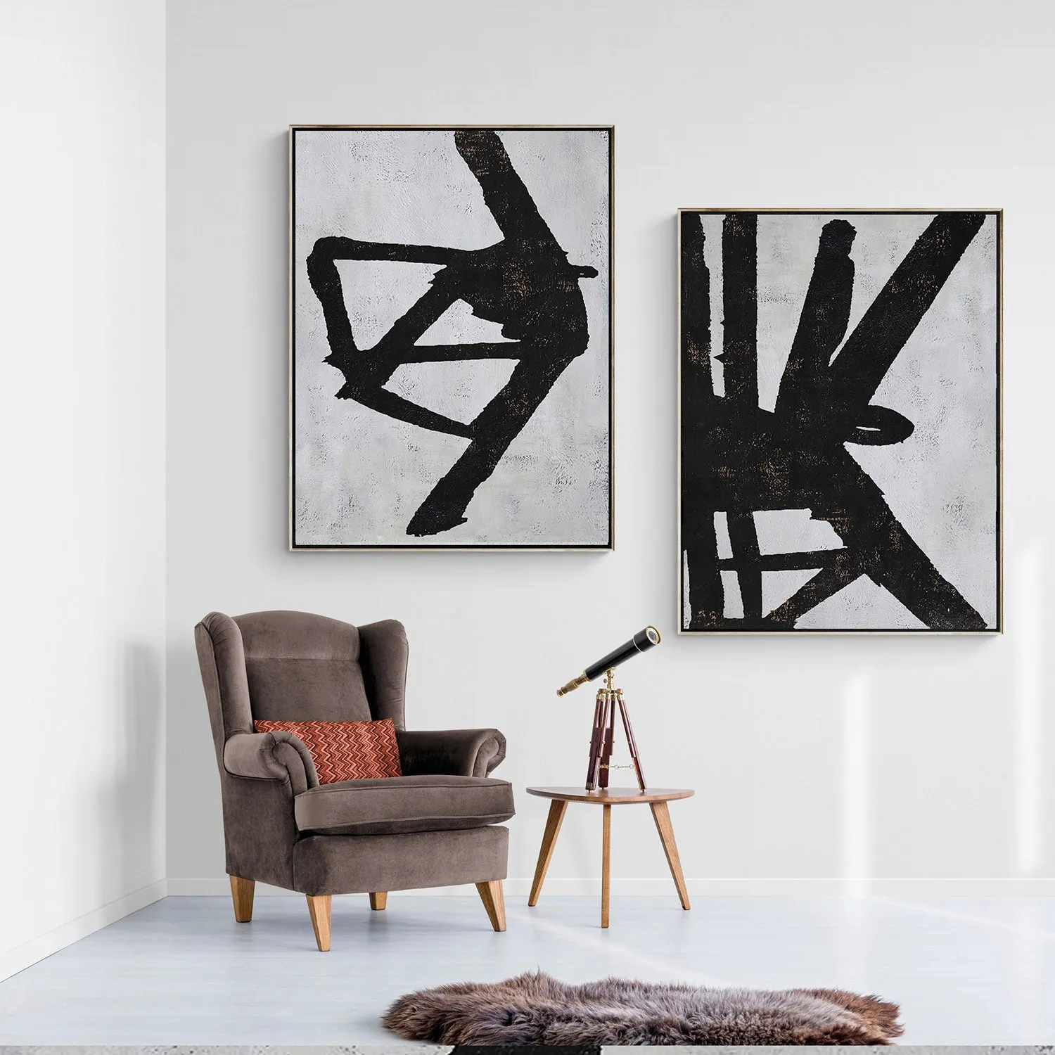 Set of 2 Minimalist Abstract Painting P78