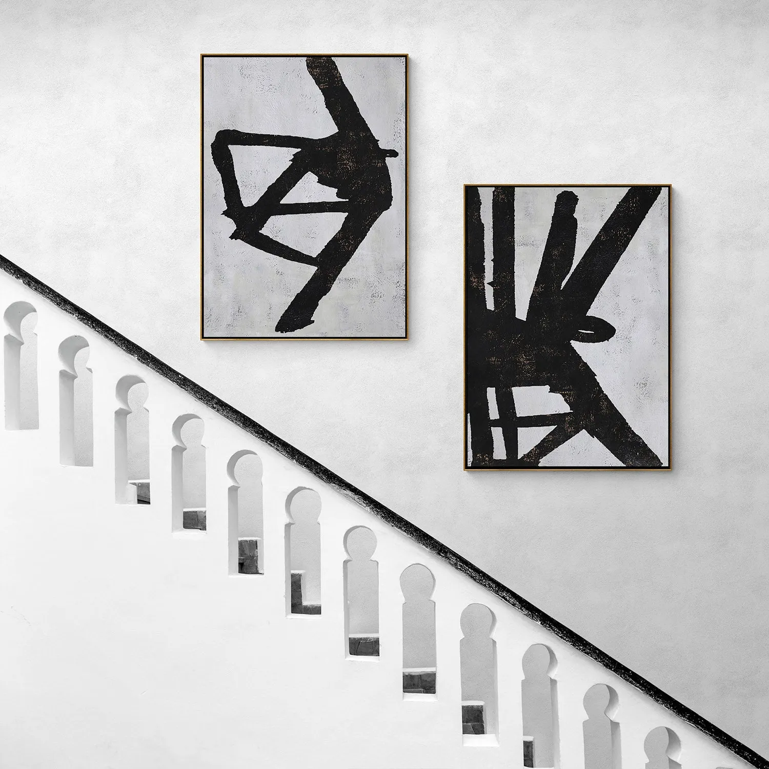 Set of 2 Minimalist Abstract Painting P78