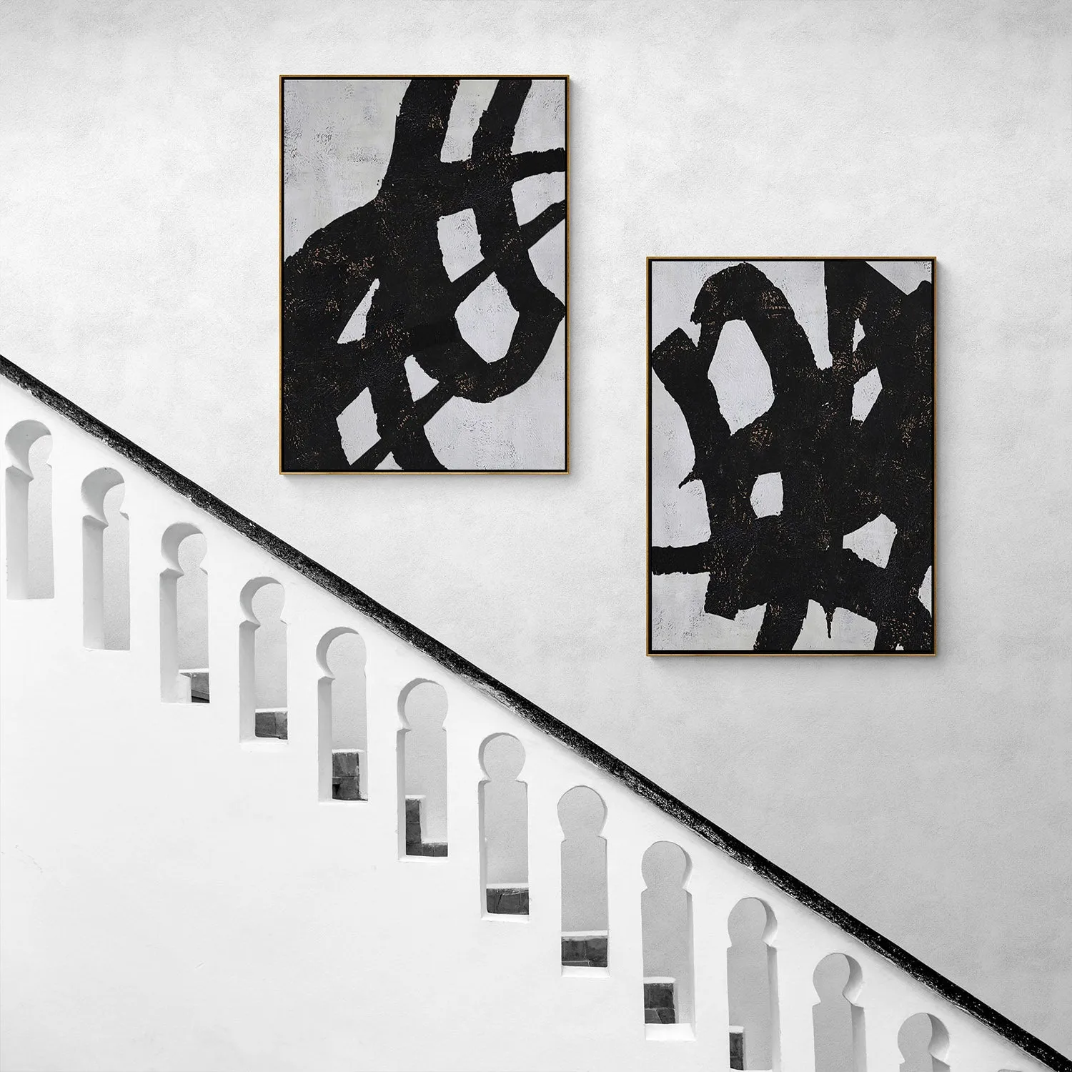 Set of 2 Minimalist Abstract Painting P96