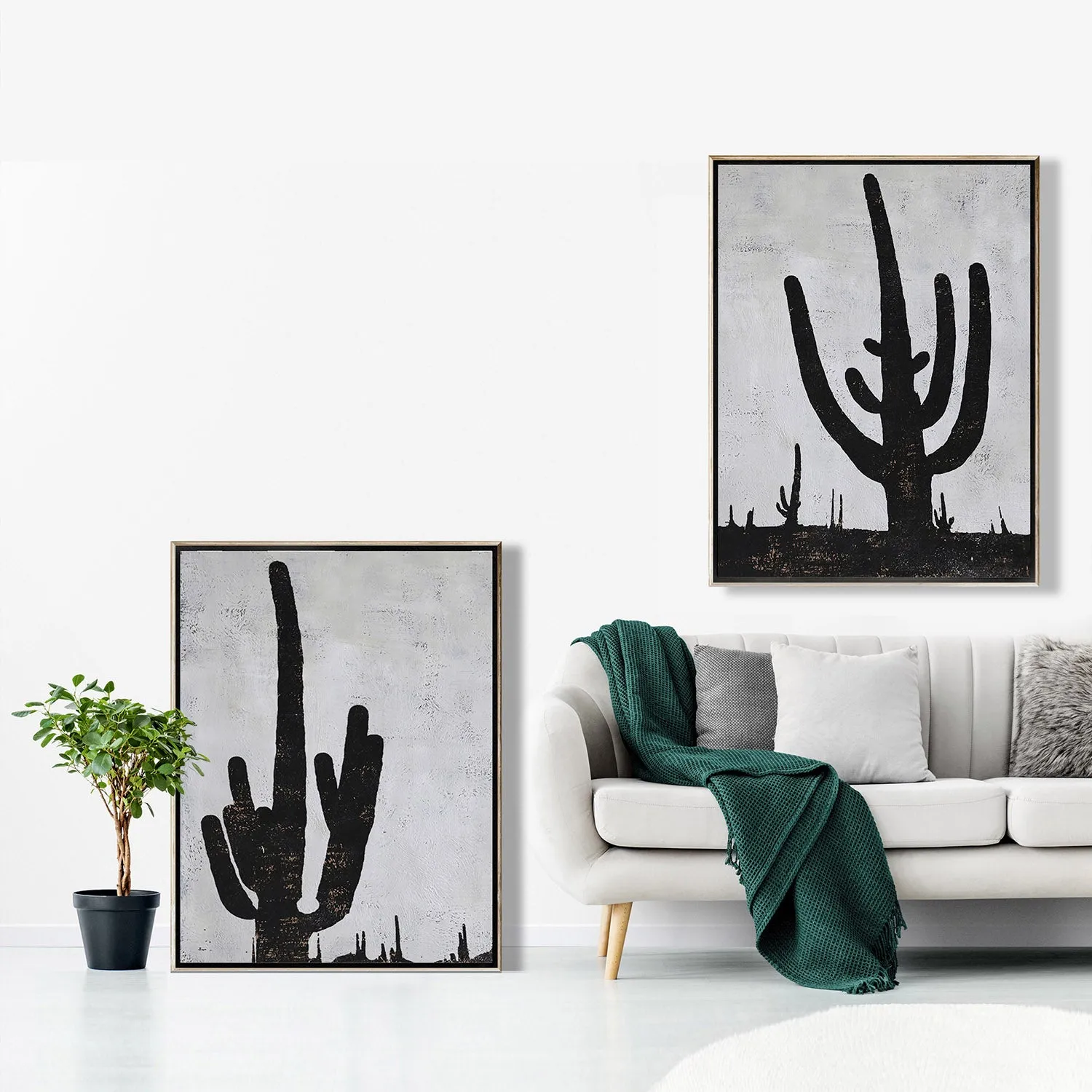 Set of 2 Minimalist cactus Art P104