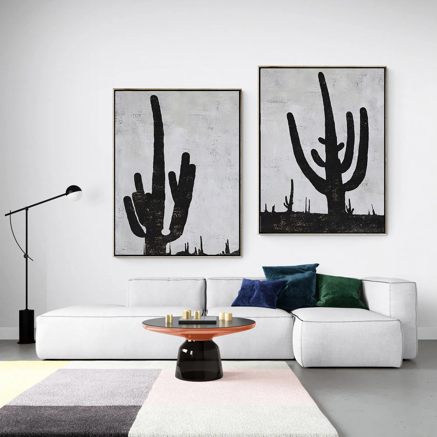 Set of 2 Minimalist cactus Art P104