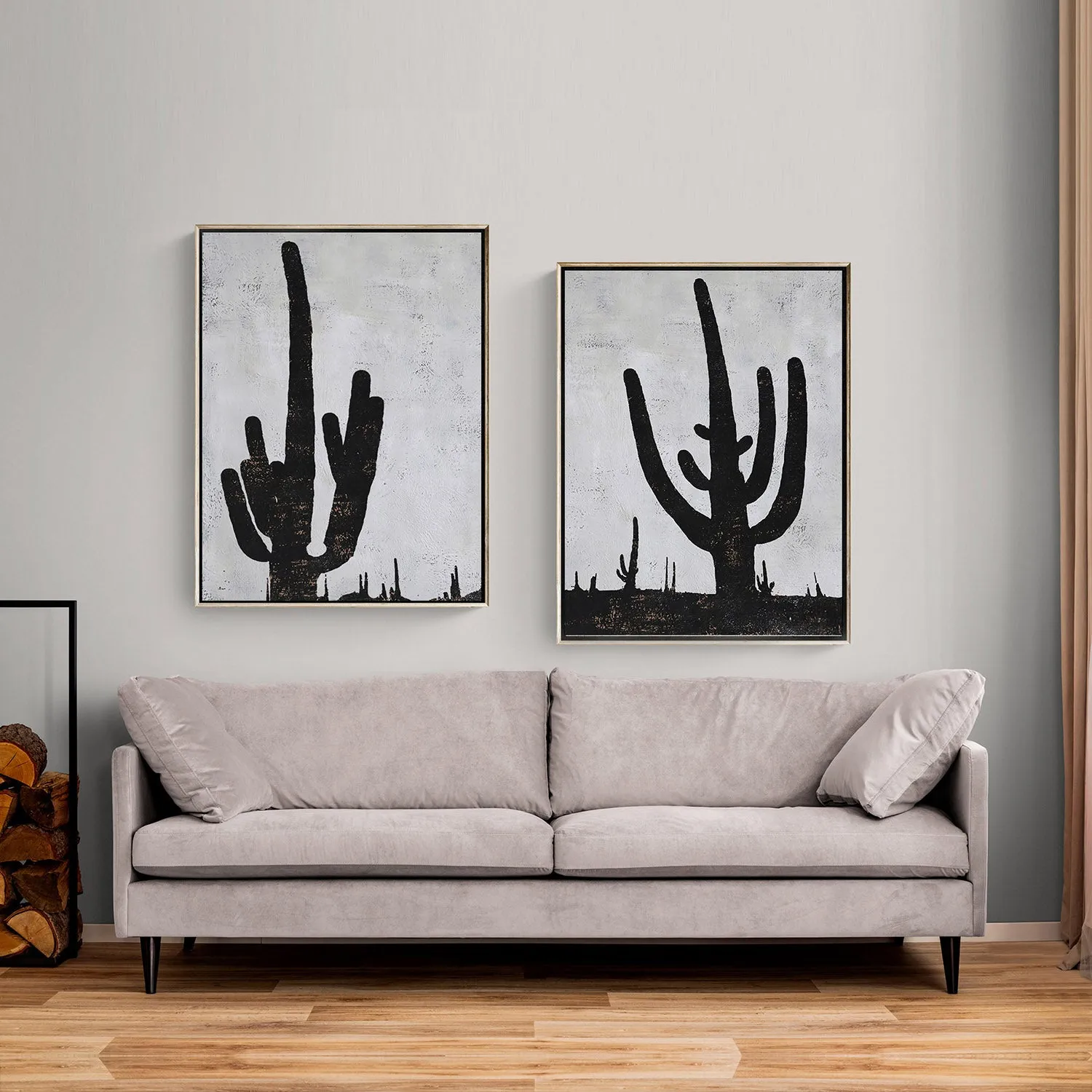 Set of 2 Minimalist cactus Art P104