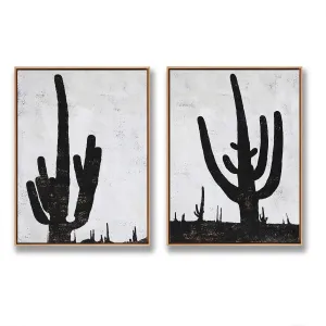 Set of 2 Minimalist cactus Art P104
