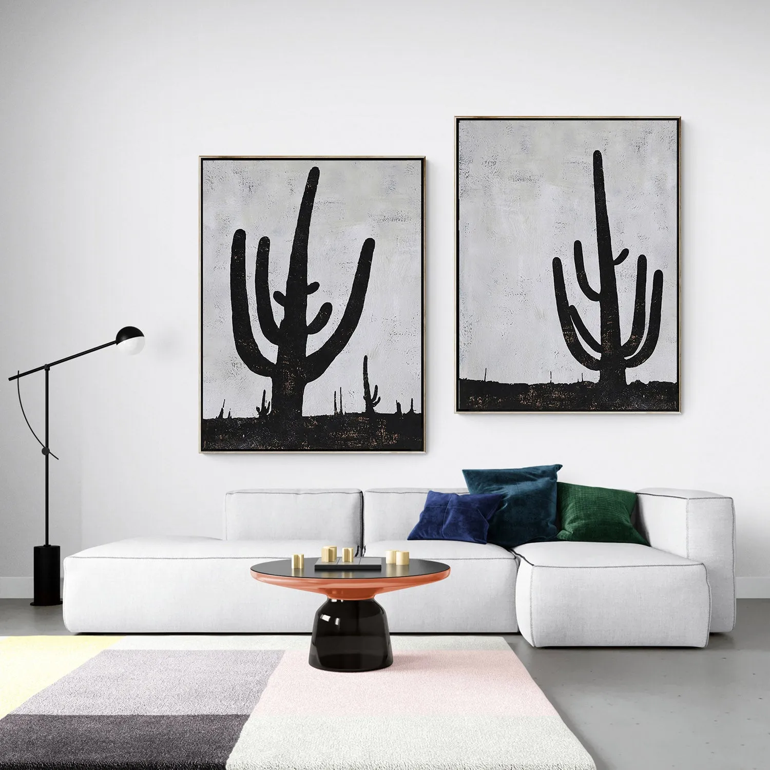 Set of 2 Minimalist cactus Art P105