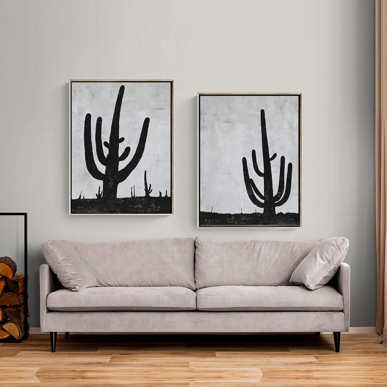 Set of 2 Minimalist cactus Art P105