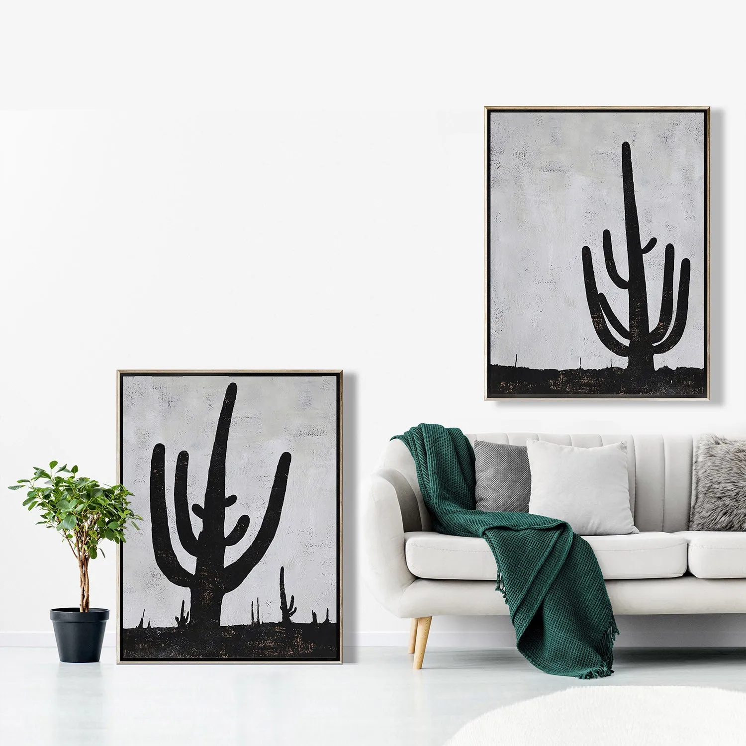 Set of 2 Minimalist cactus Art P105