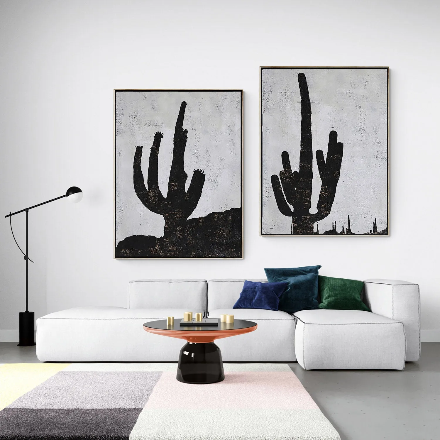 Set of 2 Minimalist cactus Art P106