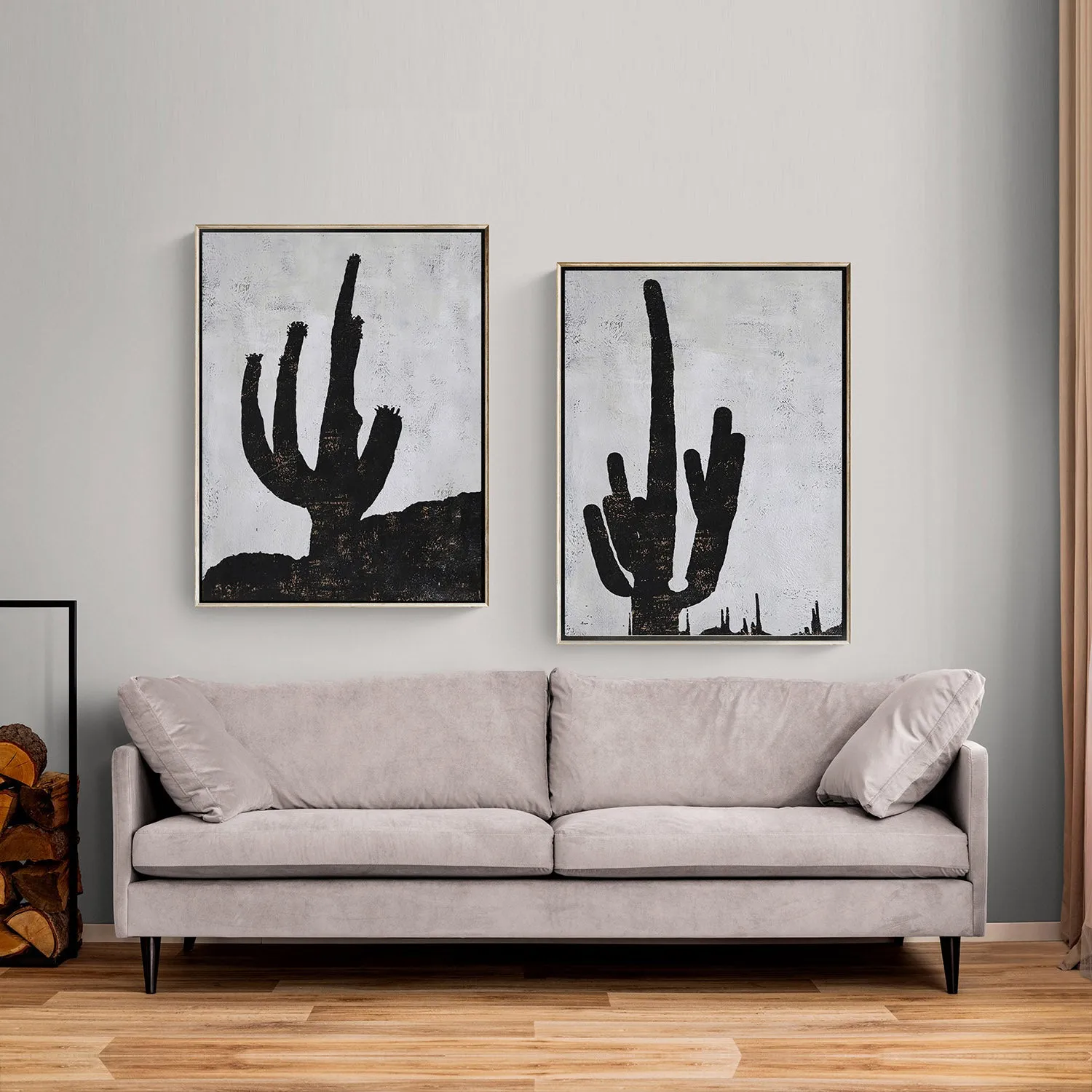 Set of 2 Minimalist cactus Art P106