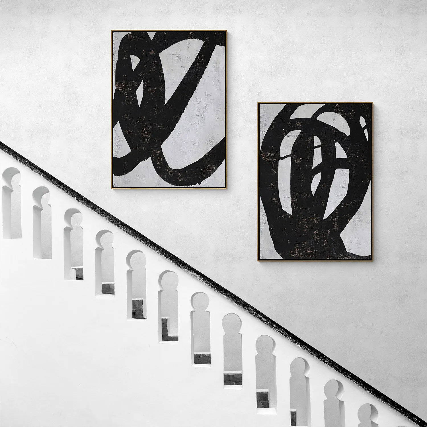 Set of 2 Minimalist Minimalist Abstract Painting P61