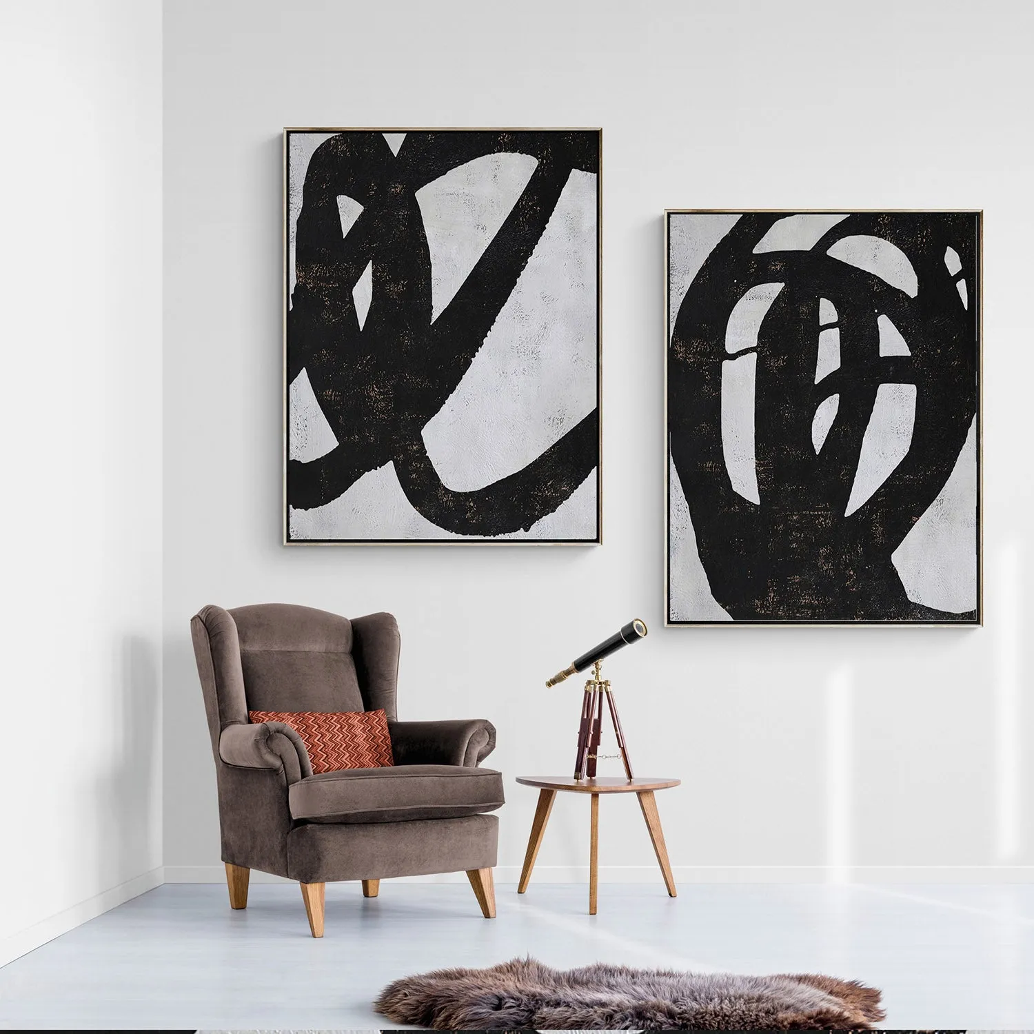 Set of 2 Minimalist Minimalist Abstract Painting P61