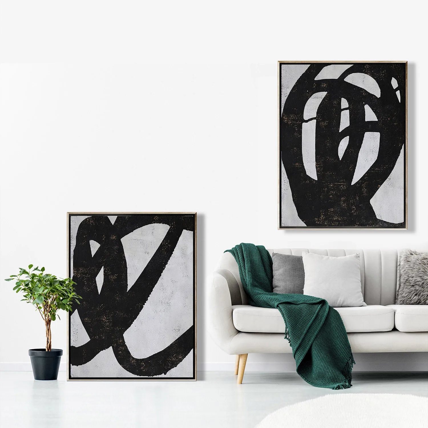 Set of 2 Minimalist Minimalist Abstract Painting P61