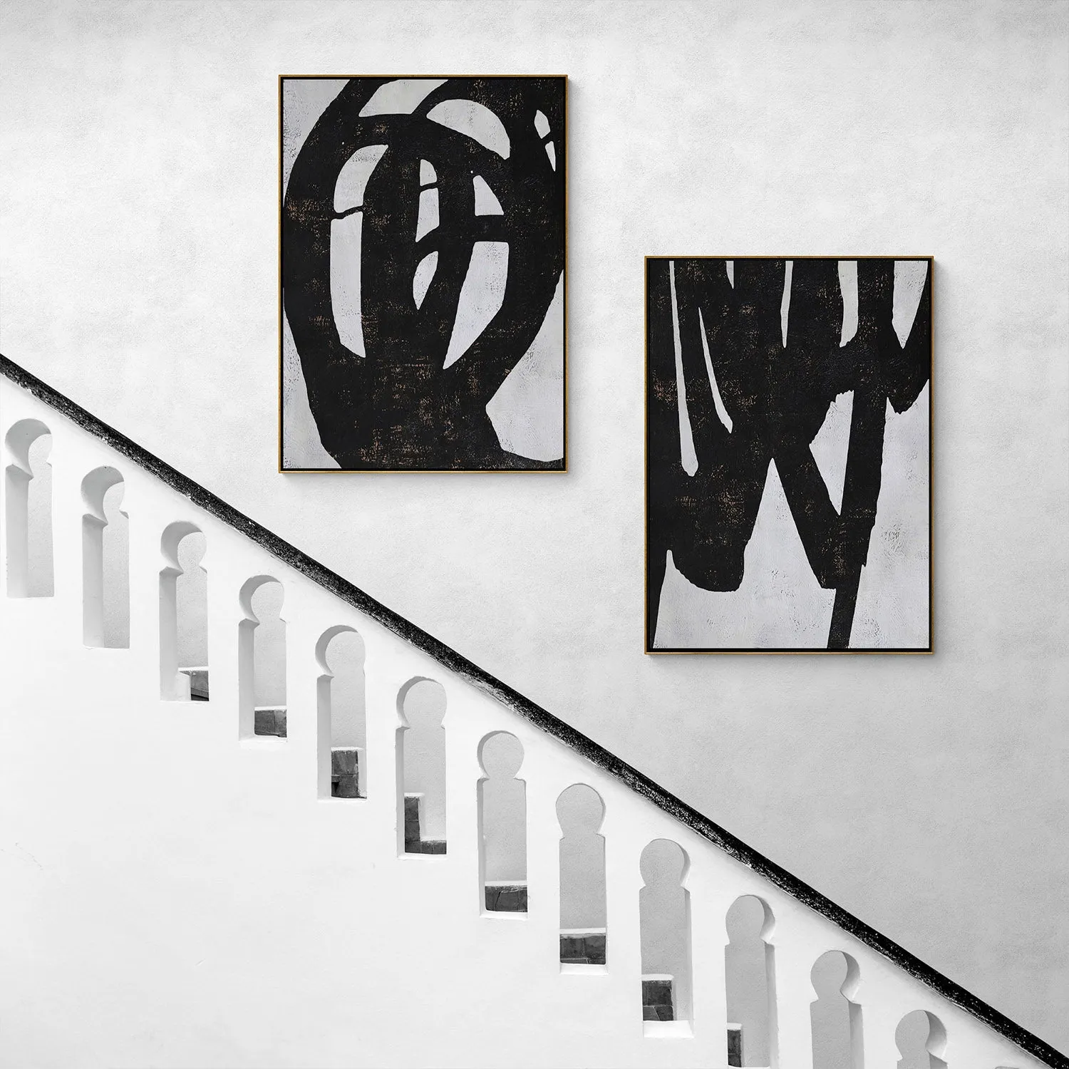 Set of 2 Minimalist Minimalist Abstract Painting P62