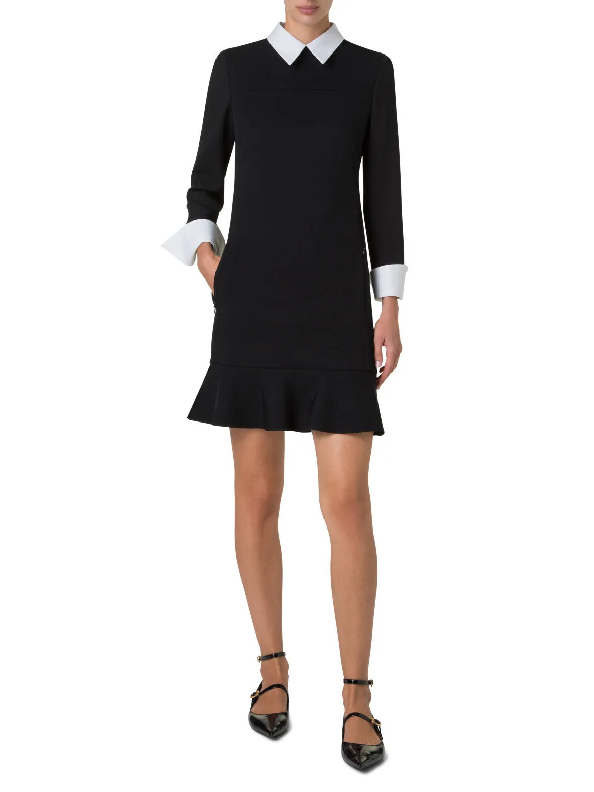 Sheath Dress with Detachable Collar and Cuffs