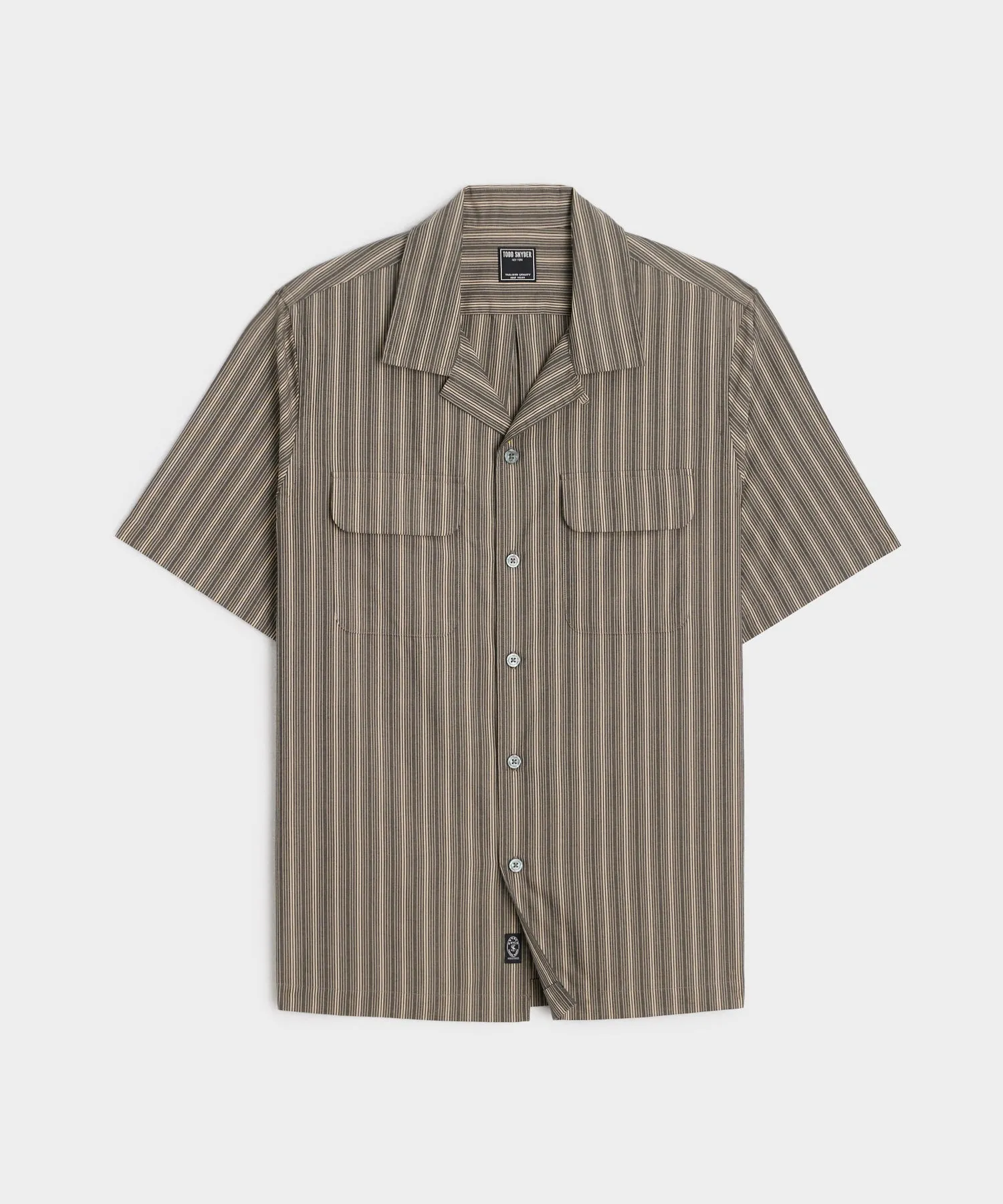 Short-Sleeve Striped Pocket Shirt in Grey