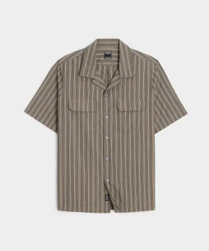 Short-Sleeve Striped Pocket Shirt in Grey