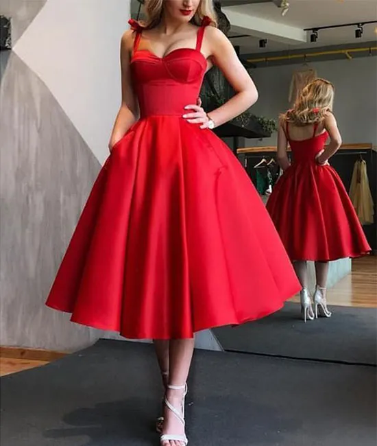 Simple red short prom dress, red homecoming dress
