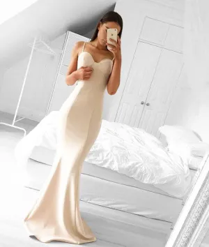 Simple sweetheart neck mermaid long prom dresses, evening dress