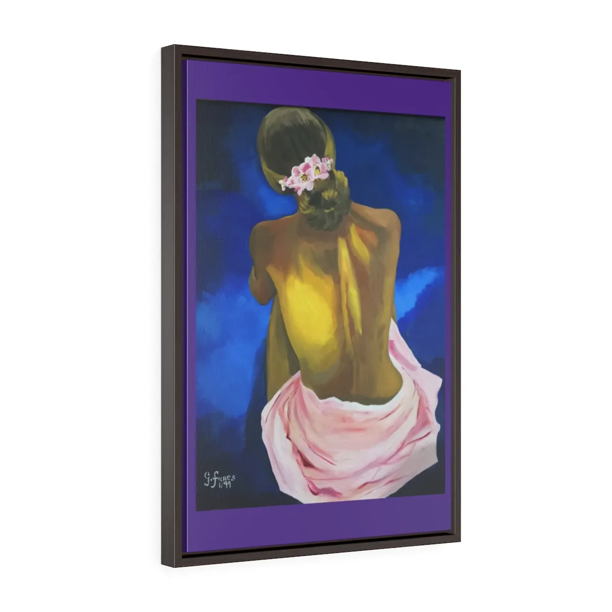Sitting Woman by Gina Vertical Framed Premium Gallery Wrap Canvas