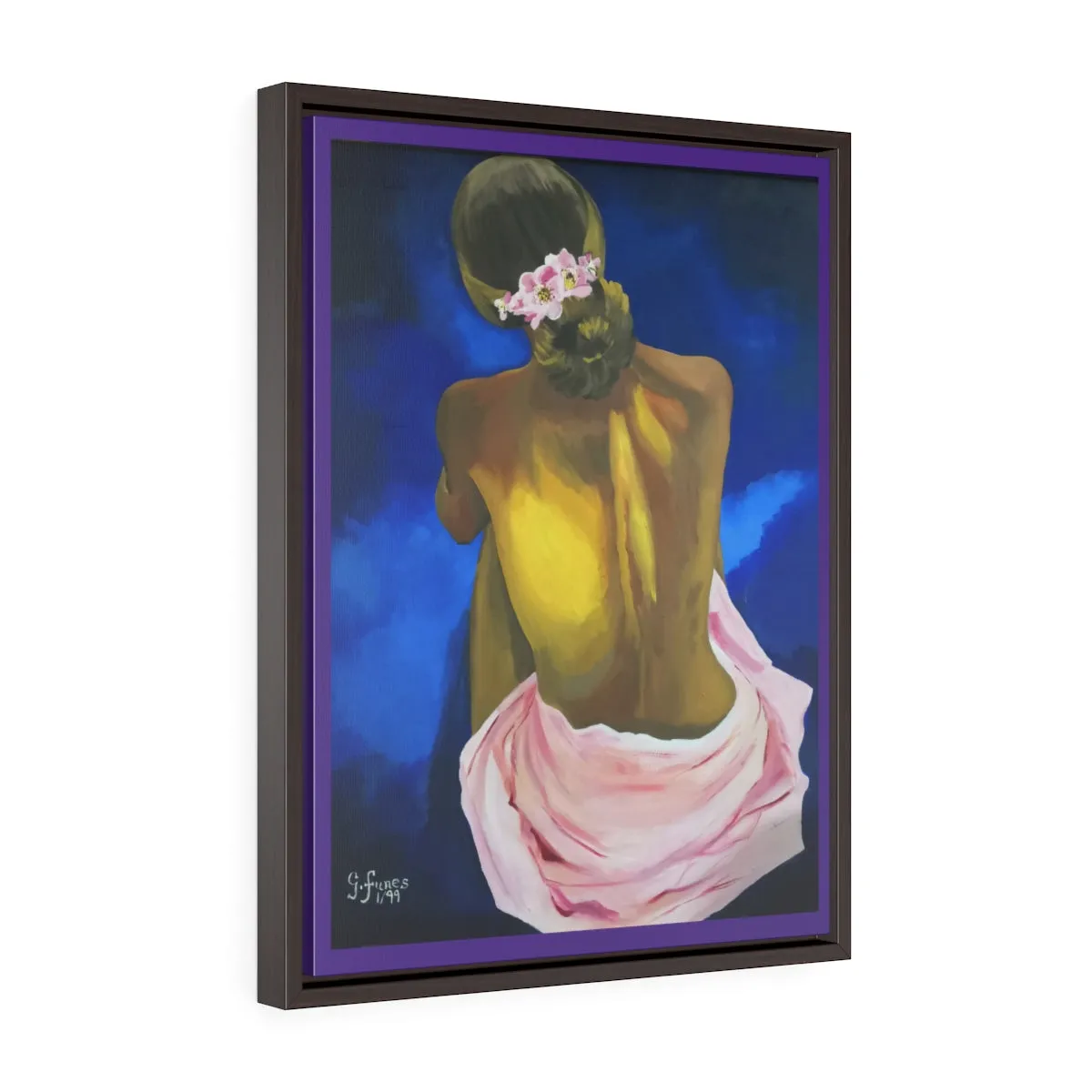 Sitting Woman by Gina Vertical Framed Premium Gallery Wrap Canvas