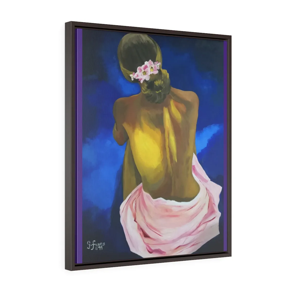 Sitting Woman by Gina Vertical Framed Premium Gallery Wrap Canvas