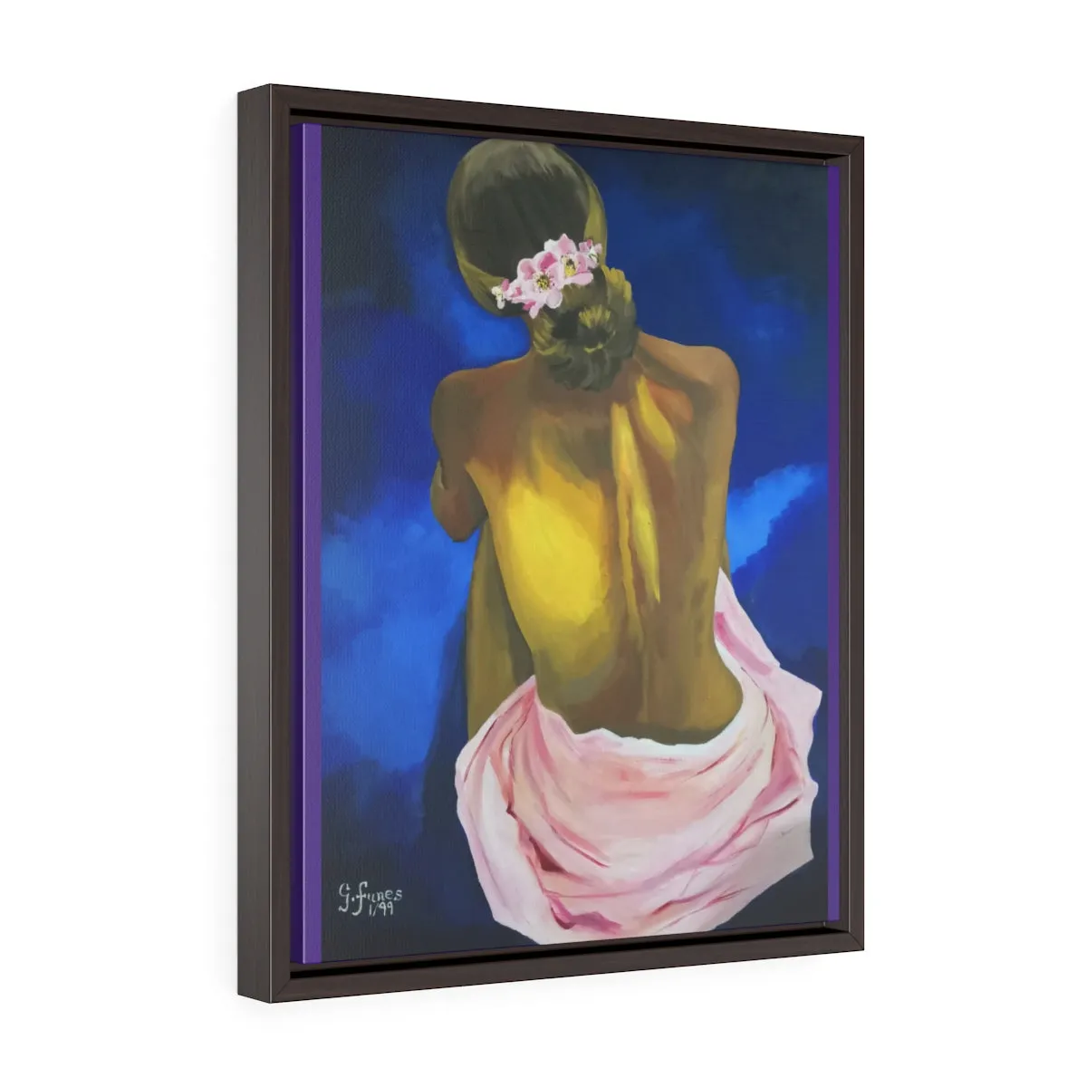 Sitting Woman by Gina Vertical Framed Premium Gallery Wrap Canvas