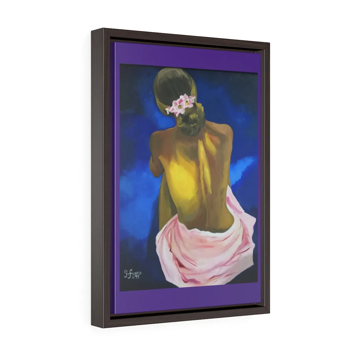 Sitting Woman by Gina Vertical Framed Premium Gallery Wrap Canvas