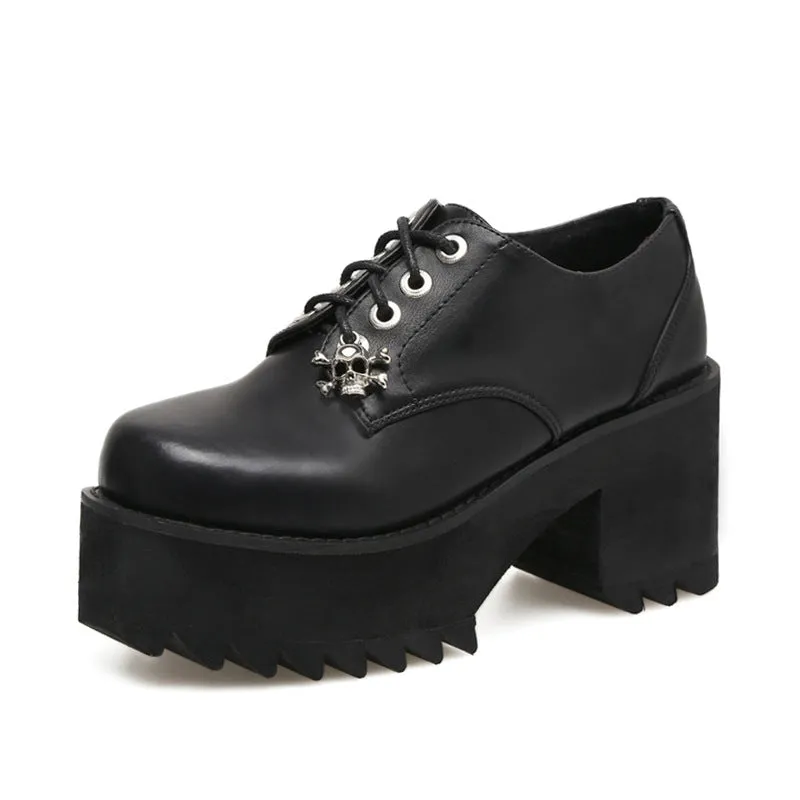 Skull Decorated Platform Shoes for Women