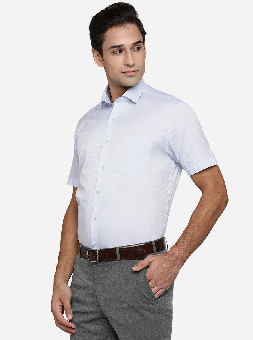 Sky Blue Checked Regular Fit Formal Shirt | JadeBlue