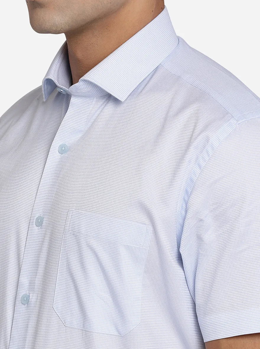 Sky Blue Checked Regular Fit Formal Shirt | JadeBlue