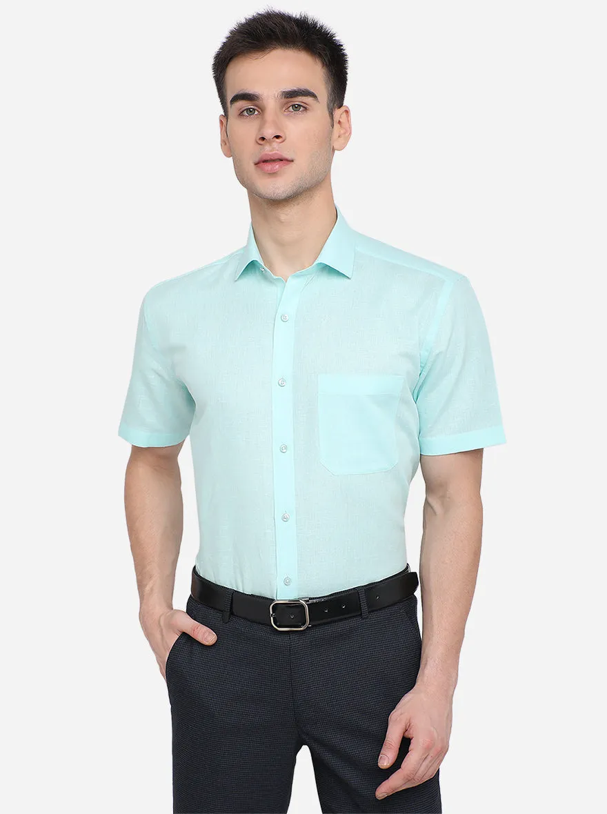Sky Blue Solid Regular Fit Formal Shirt | Greenfibre
