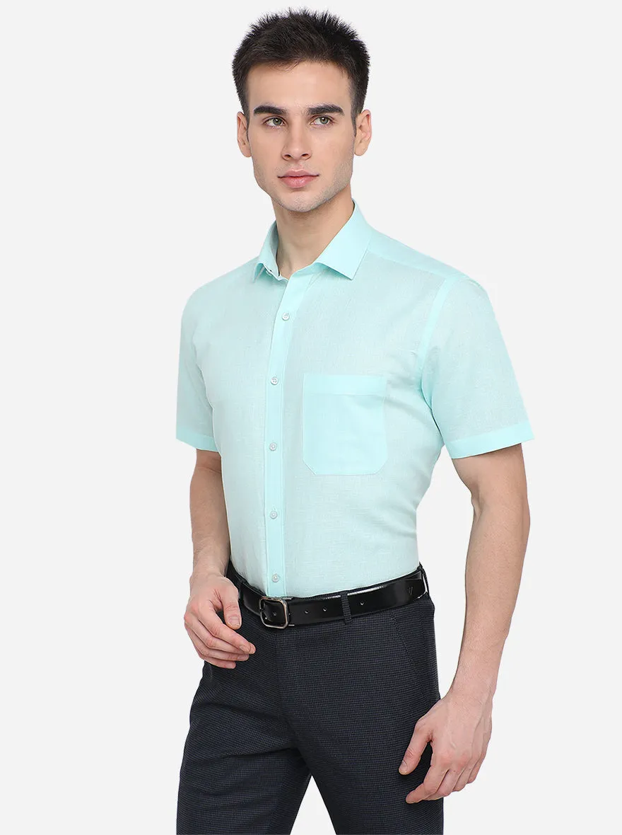 Sky Blue Solid Regular Fit Formal Shirt | Greenfibre