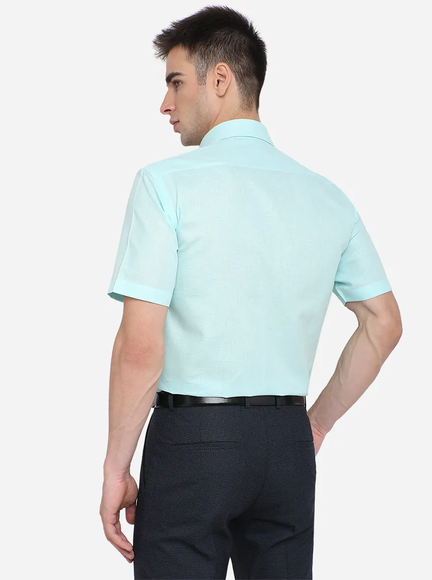 Sky Blue Solid Regular Fit Formal Shirt | Greenfibre