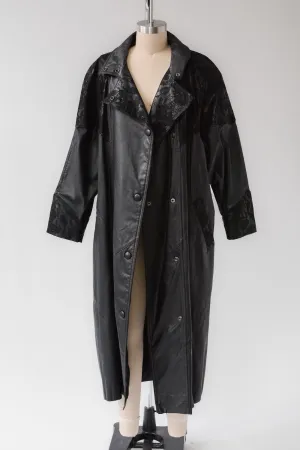 Snakeprint Leather Trench Coat