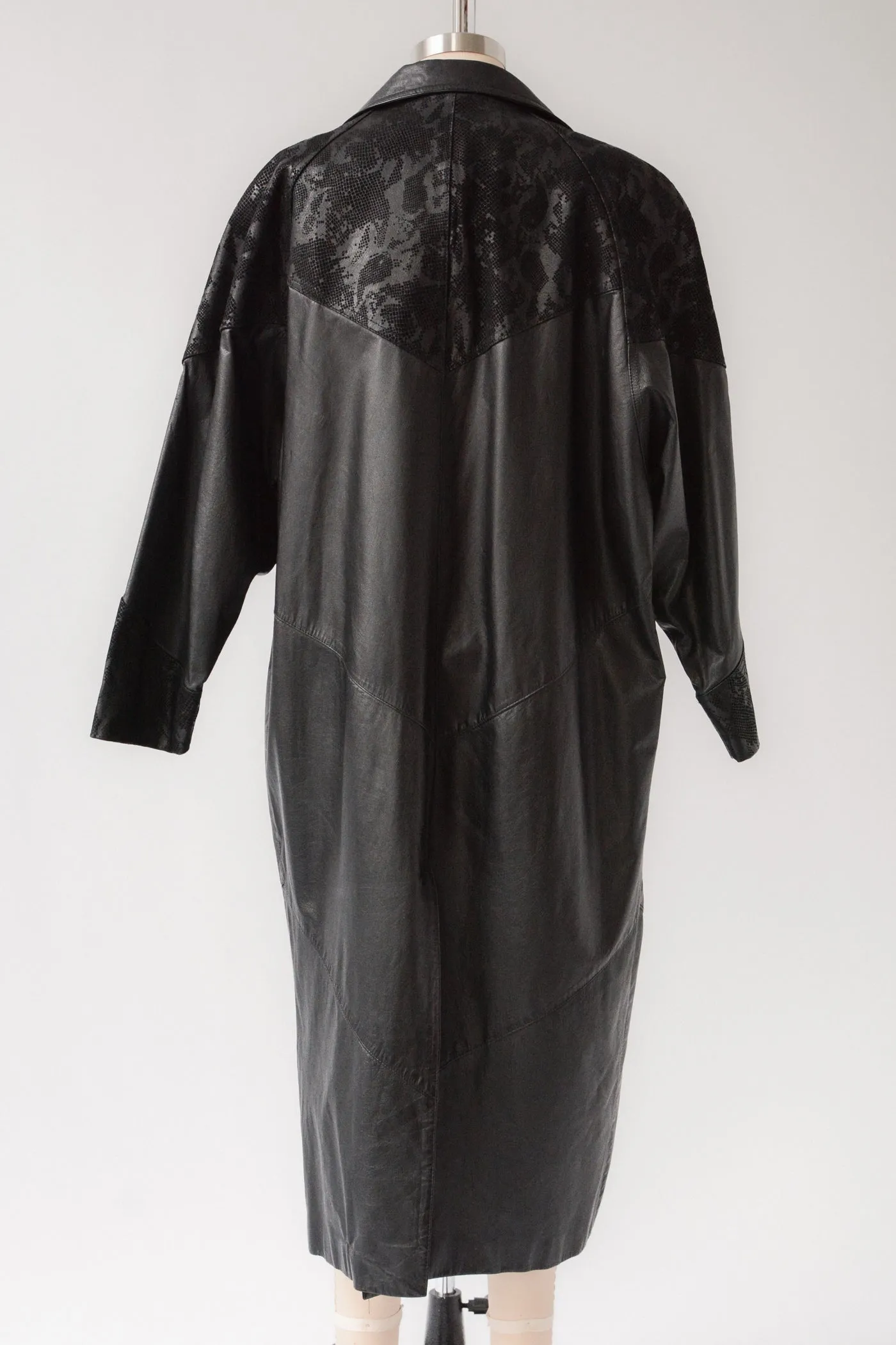 Snakeprint Leather Trench Coat