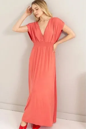 Spiced Coral Knit Midi Dress