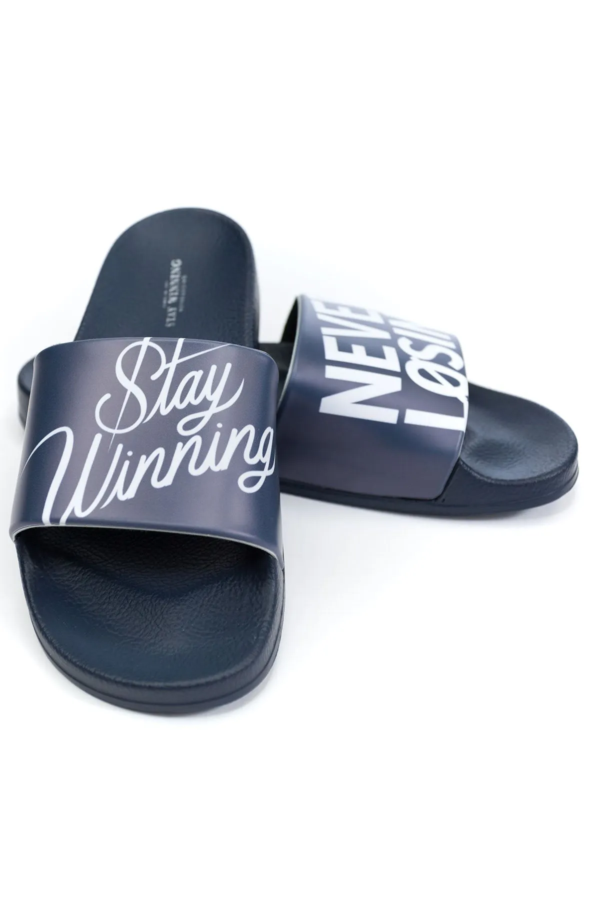Stay Winning Never Losing Navy Slides