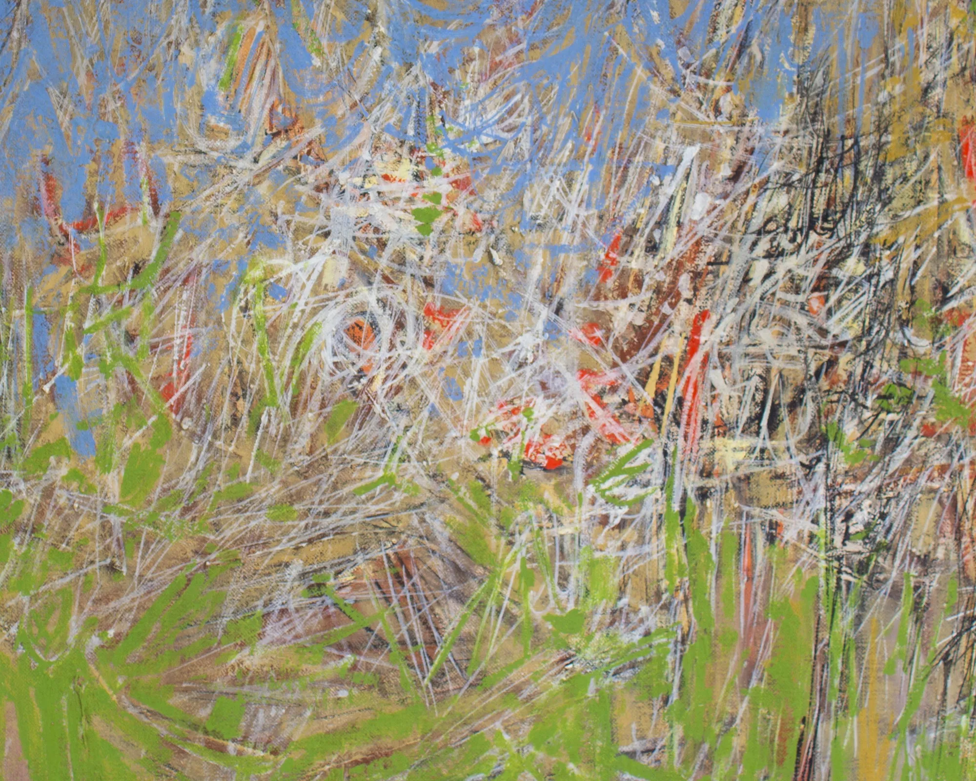 Stephen Magada Signed 1960 “Encounter” Abstract Oil on Canvas Painting