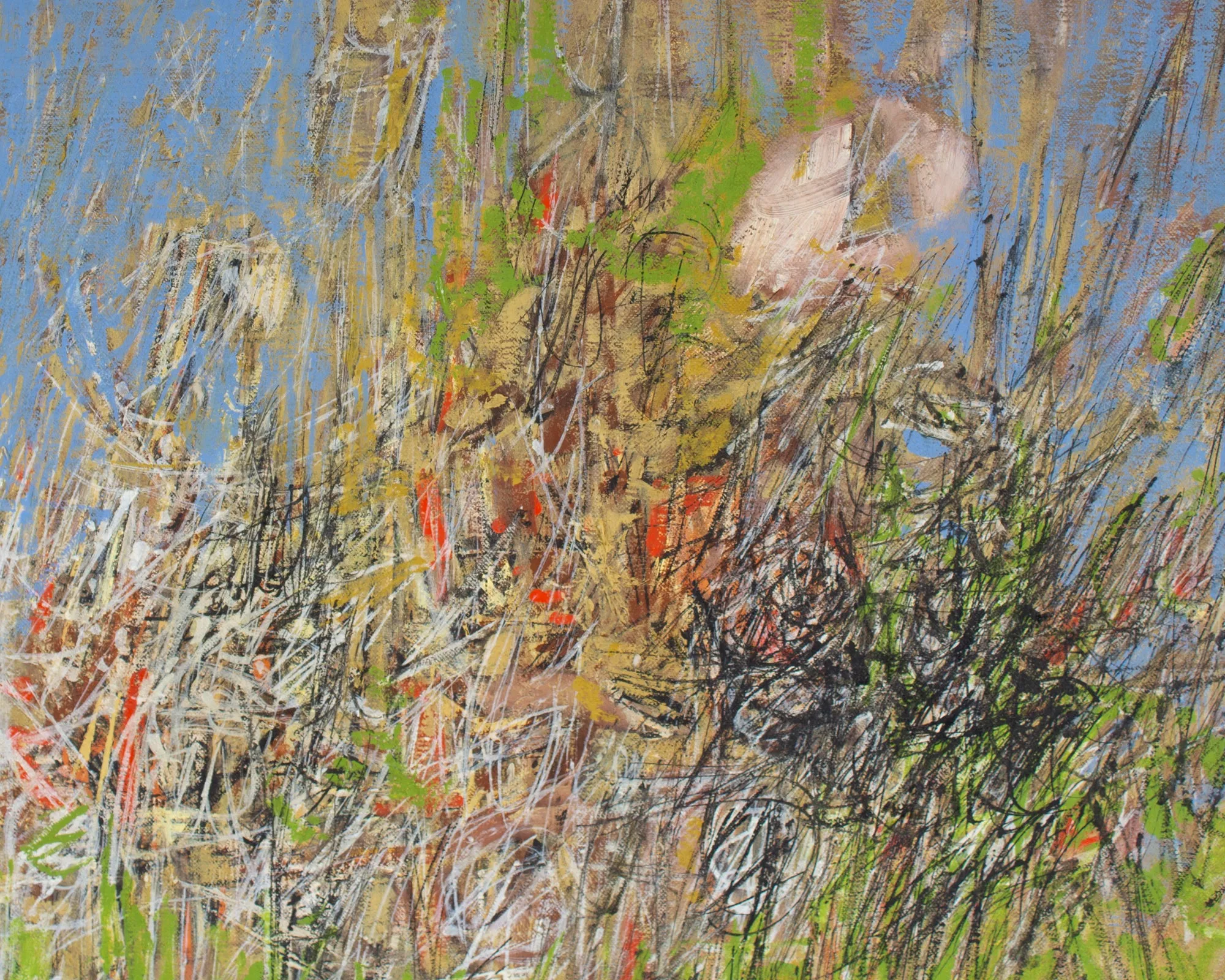 Stephen Magada Signed 1960 “Encounter” Abstract Oil on Canvas Painting