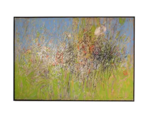 Stephen Magada Signed 1960 “Encounter” Abstract Oil on Canvas Painting