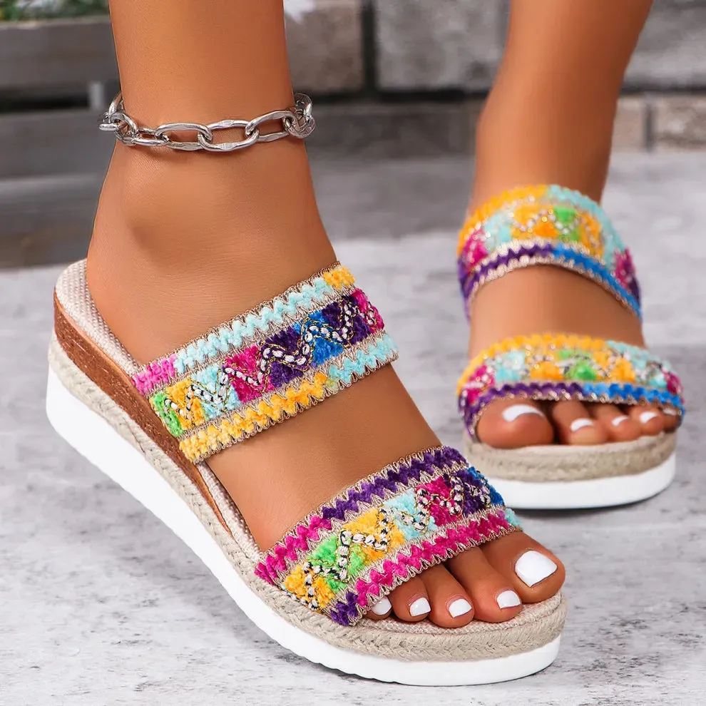 Summer women’s new thick-soled wedge slippers