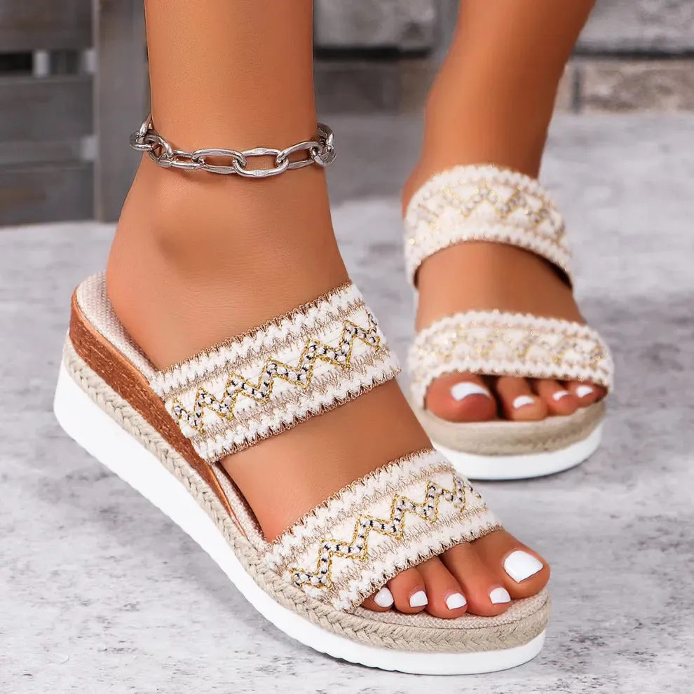 Summer women’s new thick-soled wedge slippers