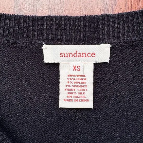 Sundance Dress Jillian Wool Silk Long Sleeve Black Sz XS Winter Funeral Elegant