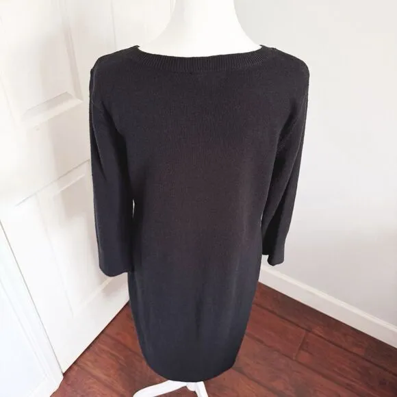 Sundance Dress Jillian Wool Silk Long Sleeve Black Sz XS Winter Funeral Elegant