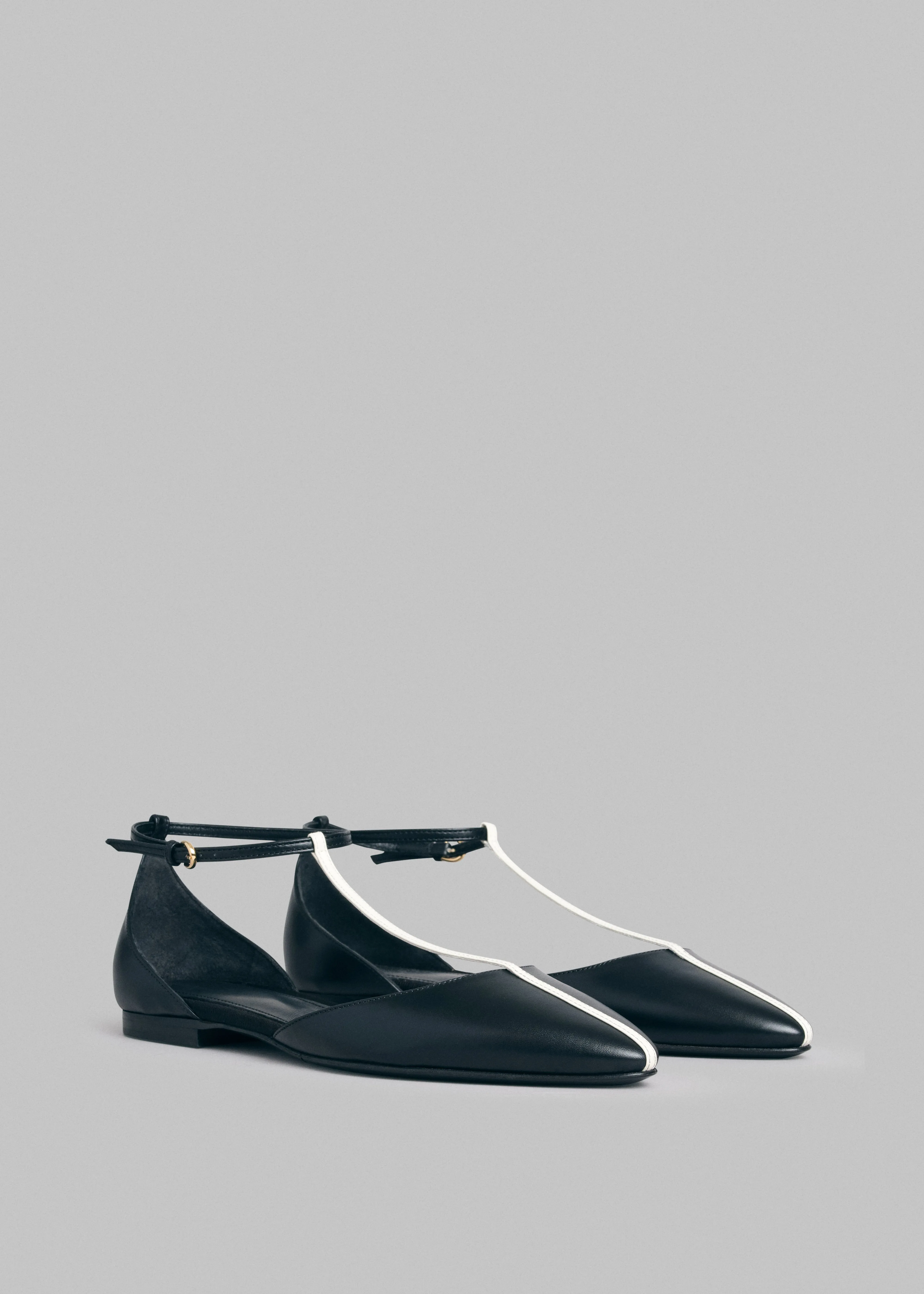 T-Strap D'Orsay Flat in Leather - Black