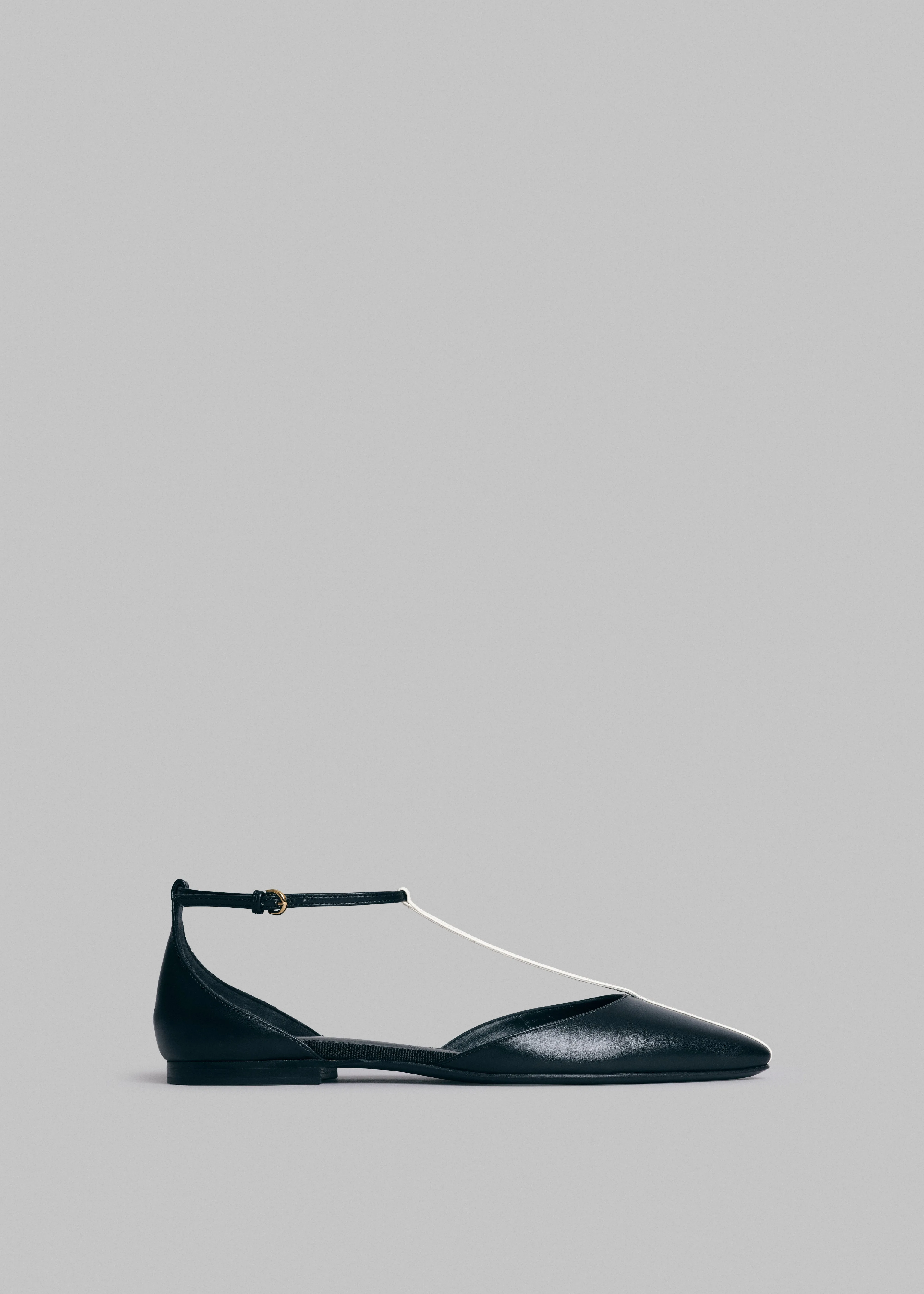 T-Strap D'Orsay Flat in Leather - Black